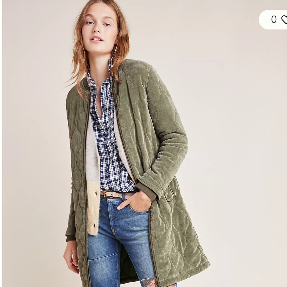 Anthropologie Quilted Corduroy Jacket - Moss